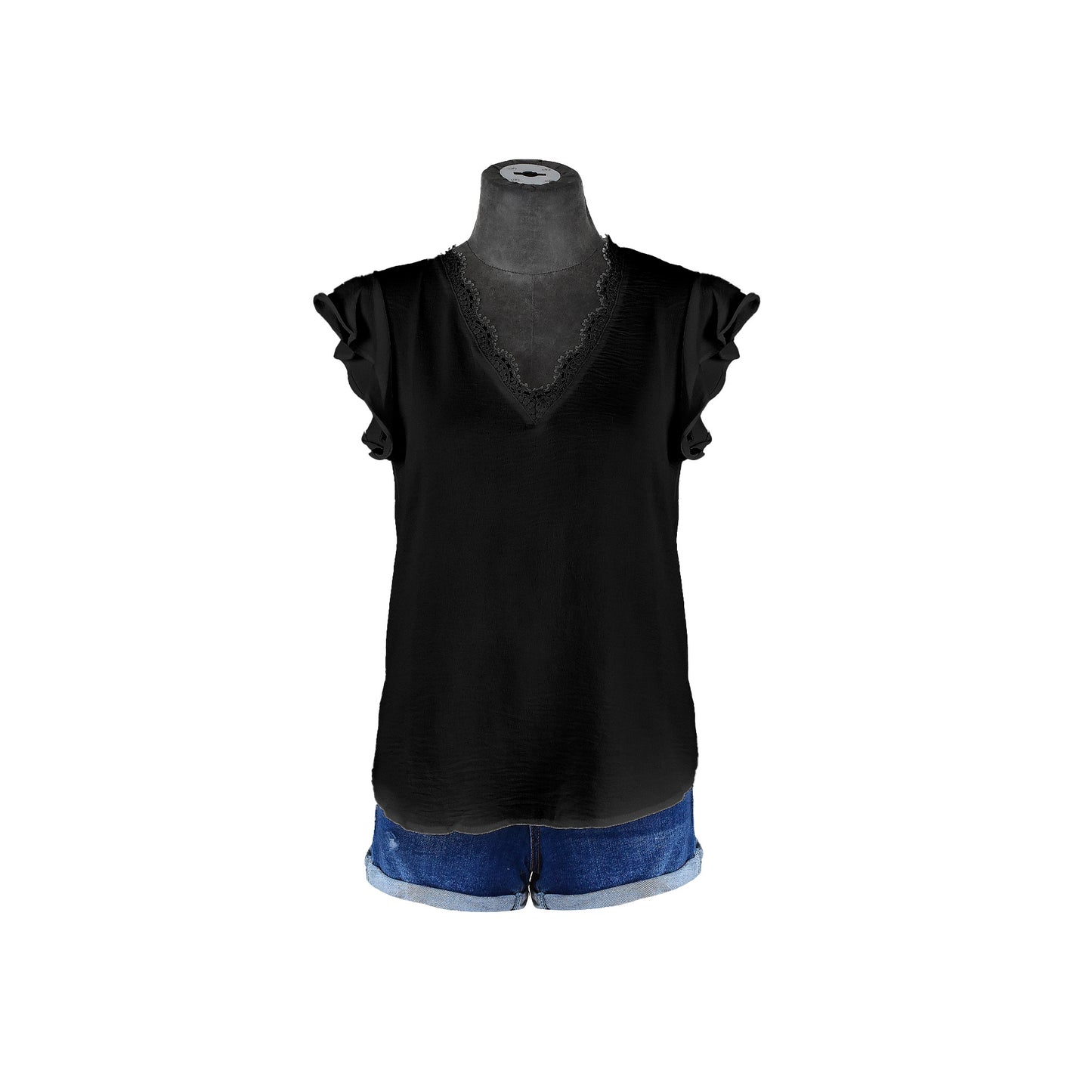 Blusa con encaje en cuello