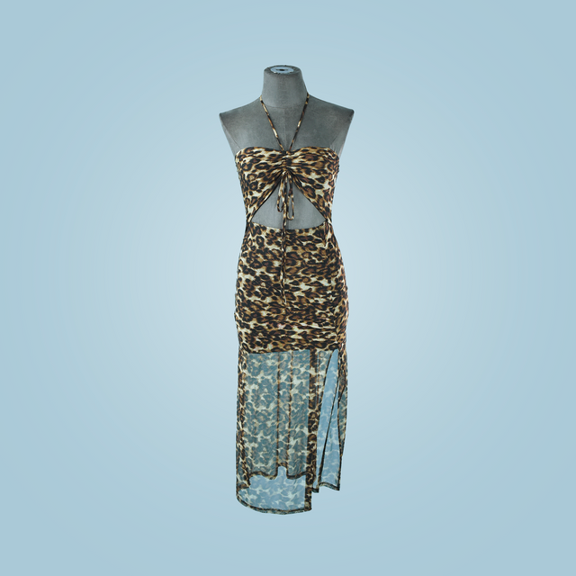 VESTIDO TRASLUCIDO ANIMAL PRINT