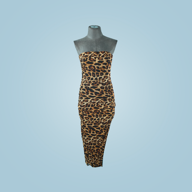 VESTIDO STRAPLESS ANIMAL PRINT