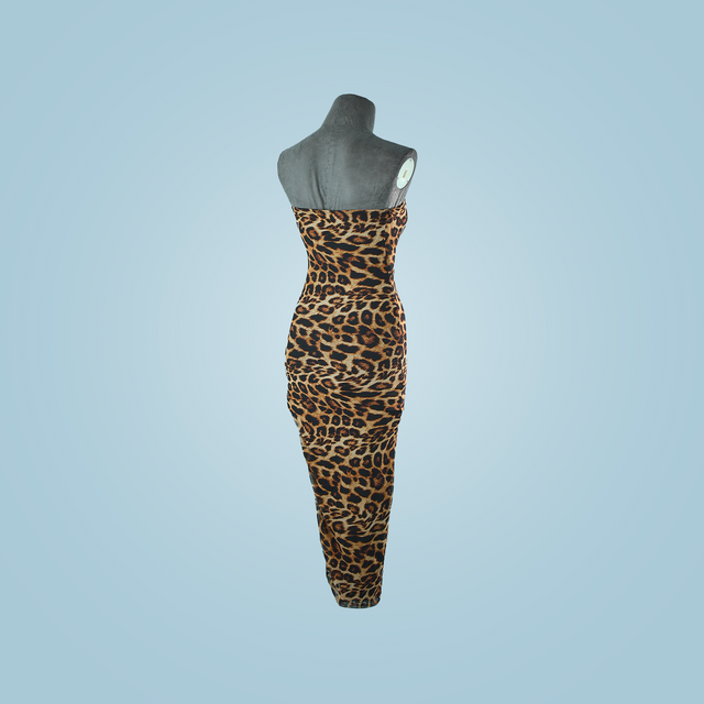 VESTIDO STRAPLESS ANIMAL PRINT