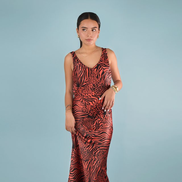 VESTIDO SATINADO ANIMAL PRINT