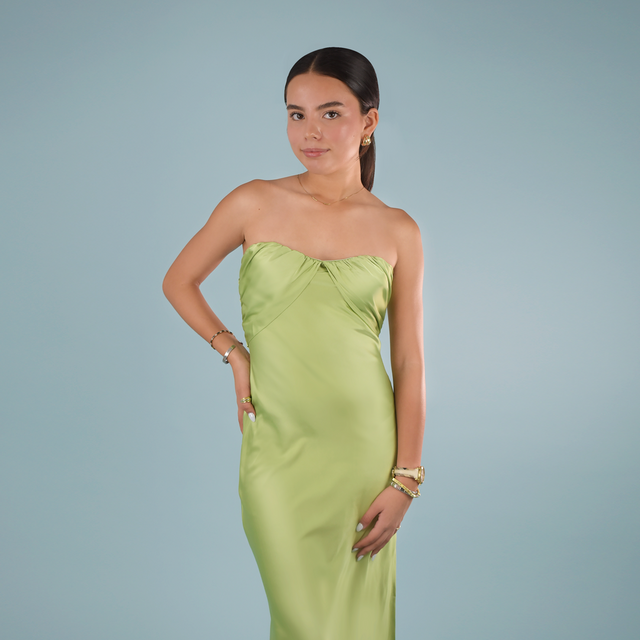 VESTIDO STRAPLESS SATINADO